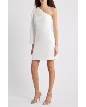 Vince Camuto One-Shoulder Scuba Cocktail Dress - White