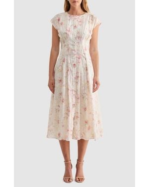 Mila + Mate Embroidered Floral Cap Sleeve Shirtdress - Multicolor
