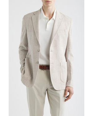 Emanuel Berg Prince Of Wales Check Knit Cotton & Linen Sport Coat - Natural