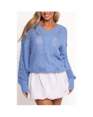 Petal & Pup Janie Mixed Open Stitch Sweater - Blue