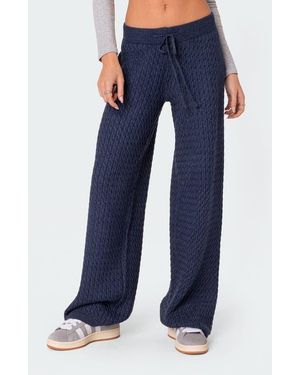 Edikted Portia Cable Knit Pants - Blue