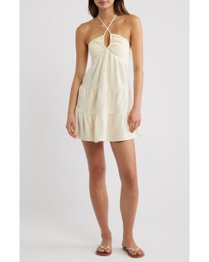 PacSun Kenna Keyhole Halter Minidress - Natural