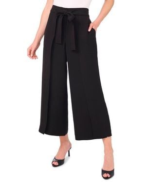 Cece Tie Waist Crop Wide Leg Pants - Black