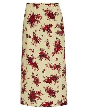 Jil Sander Floral Print Fluid Satin Midi Skirt - Black