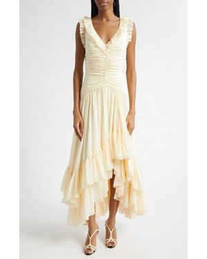 Cinq À Sept Rosalba High-Low Cotton & Silk Cocktail Dress - Natural
