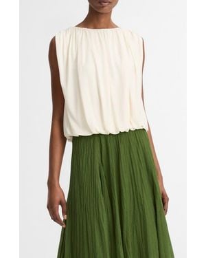 Vince Sleeveless Bubble Hem Top - Green