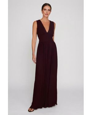 Six Stories Pleated Plunge Maxi Dress - Purple