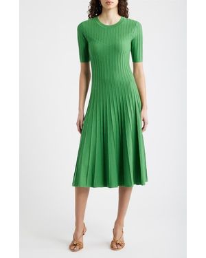 Tahari The Wanda Fit & Flare Sweater Dress - Green