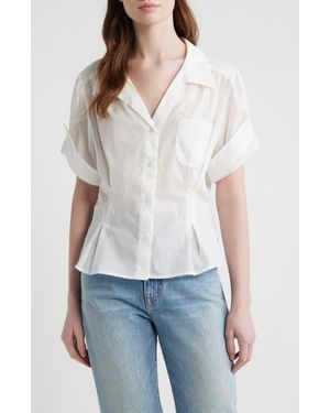 CISSA Sheer Cotton Button-Up Shirt - White