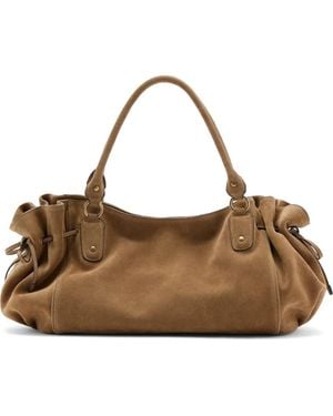 Mango Starring Hailey Bieber Suede Shoulder Bag - Brown