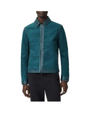 John Varvatos Jaxon Leather Trim Suede Jacket - Blue