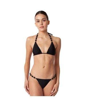 villa fresca Sole Beaded Bikini Swimsuit Top - Black