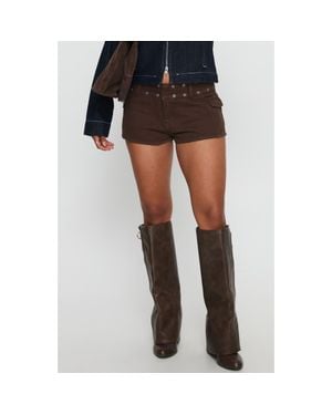 Princess Polly Reno Grommet Cotton Denim Shorts - Black