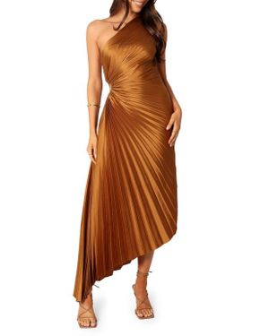 Petal & Pup Flin Pleated One Shoulder Midi Dress in Blue | Lyst