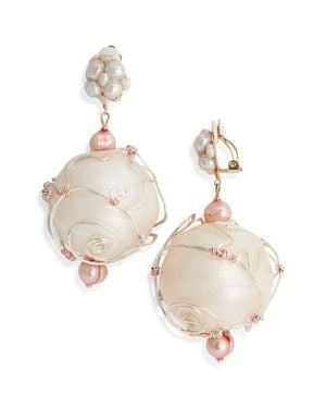 Isshi Caged Faux Pearl Drop Clip-On Earrings - White