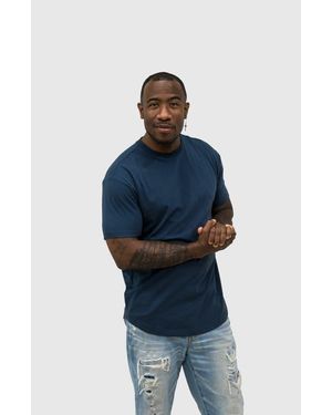 EPIC FITS Curved Hem Crew Neck T-Shirt - Blue