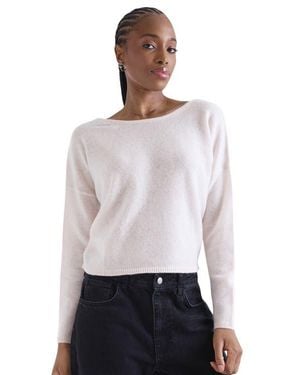 1982 Leyla Low Back 100% Cashmere Sweater - White