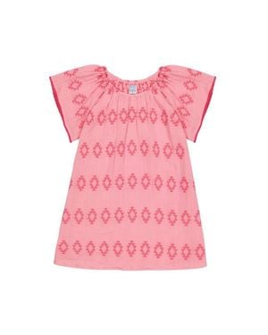MER ST BARTH Mini Capucine Girl's Caftan Rose Embroidery - Pink