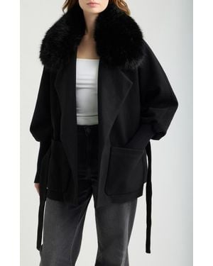 Love Token Halley Faux Fur Collar Jacket - Black