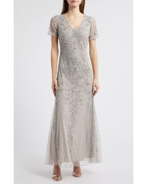 Pisarro Nights Beaded Chiffon Gown - Multicolor