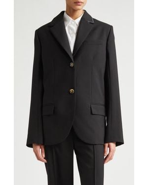 Marni Mending Logo Single Breasted Tropical Wool Blazer - Black