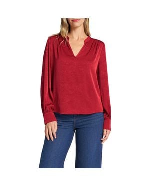 Matty M Lune Split Neck Popover Top - Red