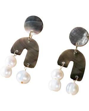 LIKHÂ Mother-Of-Pearl Asymmetrical Drop Earrings - Metallic