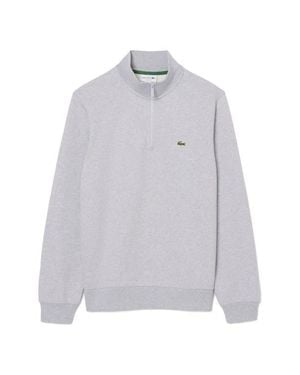 Lacoste Cotton Fleece Half Zip Pullover - White