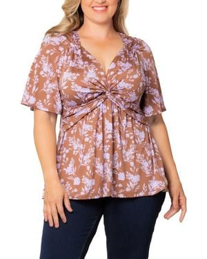 Kiyonna Abby Twist Front Top - Red