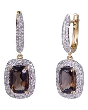 Kahn High Jewelry Smoky Quartz Earrings With Diamonds - Purple