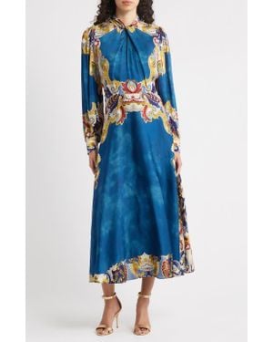 Tahari The Raquel Long Sleeve Maxi Dress - Blue