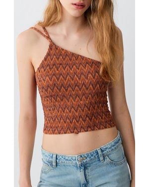 MANGO TEEN Asymmetrical Printed Top - Orange