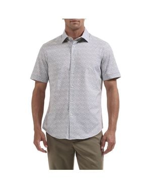 Bugatchi Miles Ooohcotton Floral Short Sleeve Button-Up Shirt - Gray