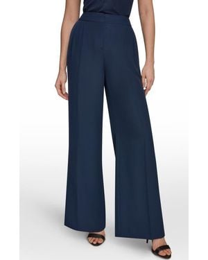 Donna Karan High Waist Wide Leg Pants - Blue