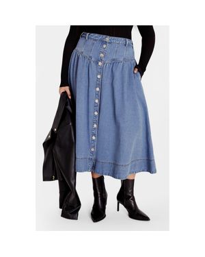 City Chic Denim Maxi Skirt - Blue