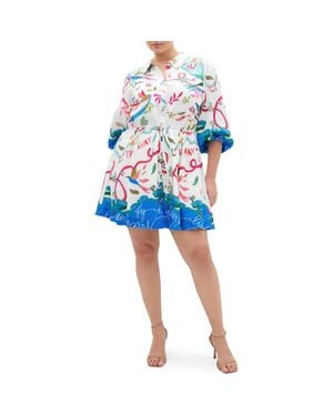 City Chic Tahlia Allover Print Minidress - Blue