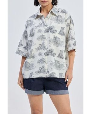 REISTOR Oversized High-Low Shirt - Blue