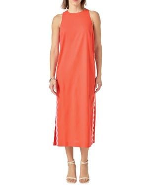 English Factory Rickrack Trim Sleeveless Midi Dress - Red