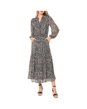 Gibsonlook The Leyla Floral Print Long Sleeve Maxi Dress - Gray