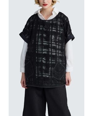 Luukaa Solara Structured Mesh Tunic - Black