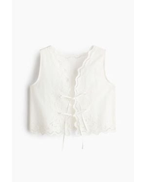 H&M Tie-Front Cotton Beach Top - White