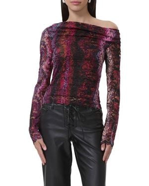 AFRM Barry One-Shoulder Lace Top - Red