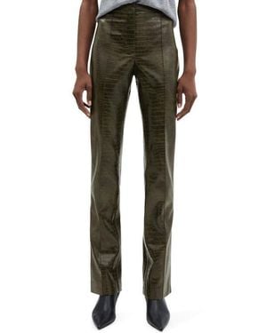 Mango Cassie Croc Embossed Straight Leg Pants - Green