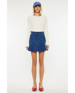 Kancan Sandy High Rise Pleated Mini Skort - Blue