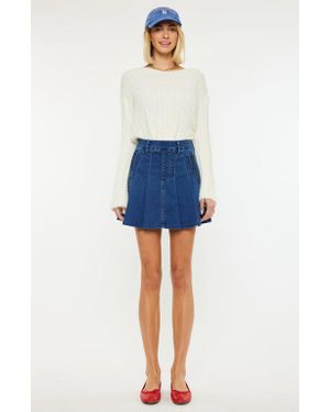 Kancan Sandy High Rise Pleated Mini Skort - Blue