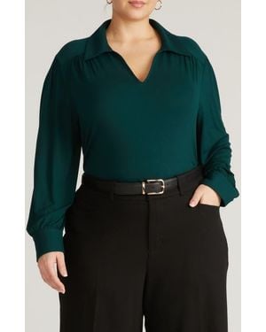 UNIVERSAL STANDARD Moore Liquid Jersey Popover Top - Green
