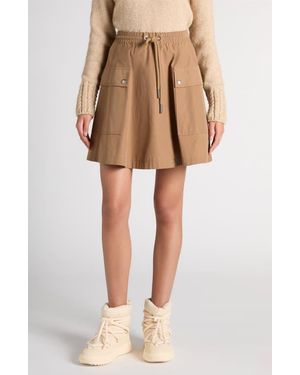 Moncler Cotton Blend A-Line Mini Skirt - Natural
