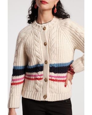 Frances Valentine Varsity Stripe Cardigan - Natural