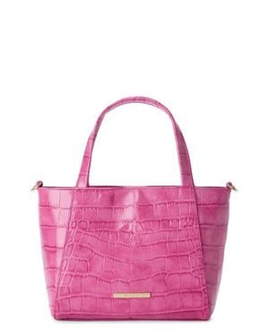 Brahmin Small Mona Croc Embossed Leather Top Handle Bag - Pink