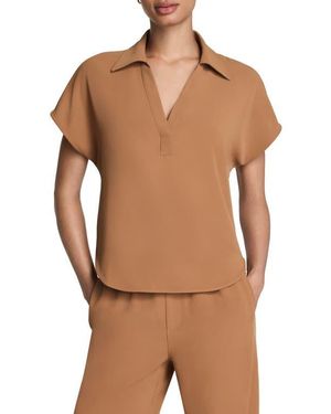 Spanx Oversize Short Sleeve Collared Shirt - Brown